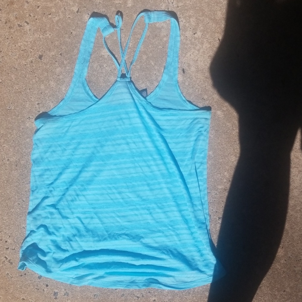 RELISTED strappy blue shadow stripe tank - Picture 3 of 4